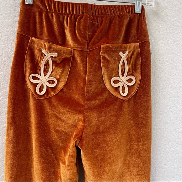 Nine Lives Bazaar Zeppelin Flares Velvet Rust Size Petite 4 - Picture 7 of 8